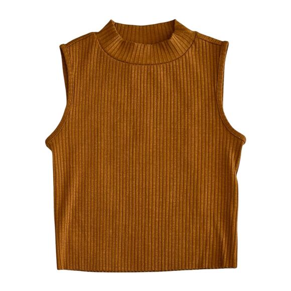 GB GIRLS Ribbed Mock Turtleneck Sleeveless Top Small Nwot - Picture 1 of 4